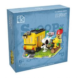 HSANHE CACO S008 non  XE BUÝT CỦA TRƯỜNG bộ đồ chơi xếp lắp ráp ghép mô hình Snoopy PEANUTS SNOOPY Chú Chó 328 khối
