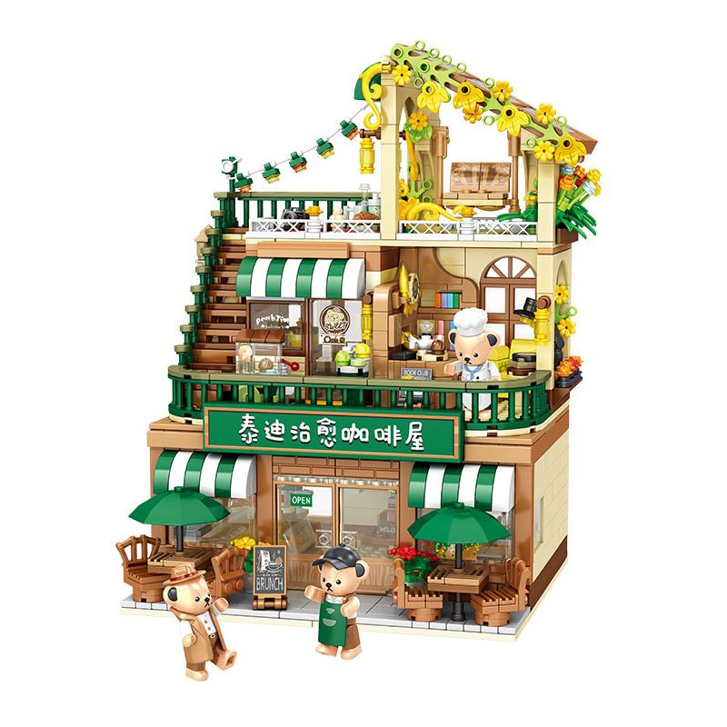 INBRIXX 881101 non Lego QUÁN CÀ PHÊ CHỮA BỆNH TEDDY bộ đồ chơi xếp lắp ráp ghép mô hình 1381 khối