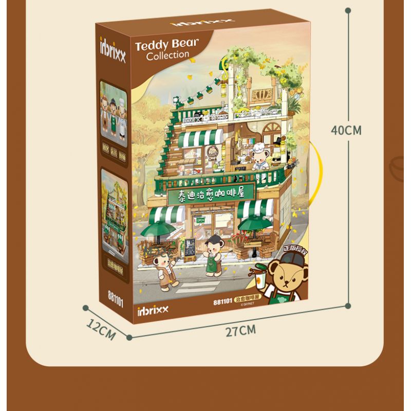INBRIXX 881101 non  QUÁN CÀ PHÊ CHỮA BỆNH TEDDY bộ đồ chơi xếp lắp ráp ghép mô hình 1381 khối