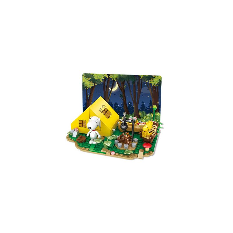 HSANHE CACO S007 non Lego CẮM TRẠI bộ đồ chơi xếp lắp ráp ghép mô hình Snoopy PEANUTS SNOOPY Chú Chó 318 khối