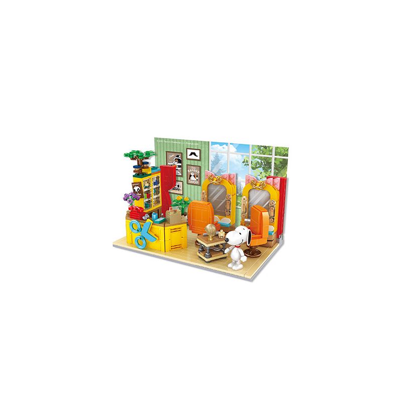 HSANHE CACO S006 non Lego TIỆM HỚT TÓC bộ đồ chơi xếp lắp ráp ghép mô hình Snoopy PEANUTS SNOOPY Chú Chó 647 khối