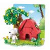 HSANHE CACO S002 non  NGÔI NHÀ MÀU ĐỎ SNOOPY CẢNH bộ đồ chơi xếp lắp ráp ghép mô hình PEANUTS SNOOPY Chú Chó 315 khối