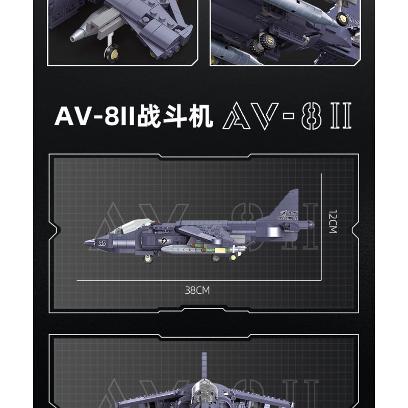 JIESTAR 61052 non  MÁY BAY CƯỜNG KÍCH AV-8 SEA HARRIER II bộ đồ chơi xếp lắp ráp ghép mô hình Frozen AV-8 II Nữ Hoàng Băng Giá 807 khối
