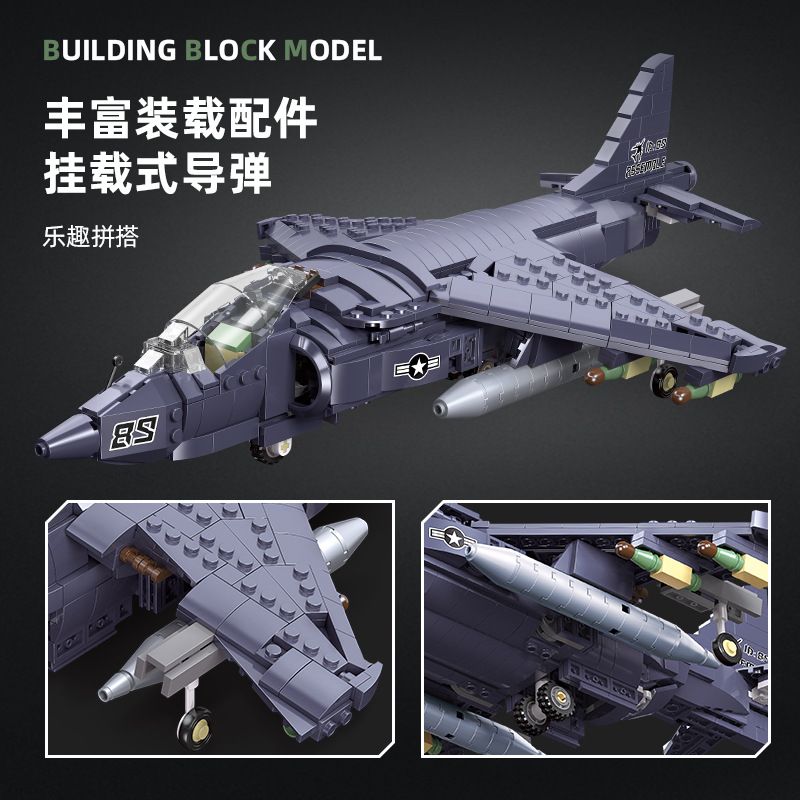 JIESTAR 61052 non  MÁY BAY CƯỜNG KÍCH AV-8 SEA HARRIER II bộ đồ chơi xếp lắp ráp ghép mô hình Frozen AV-8 II Nữ Hoàng Băng Giá 807 khối