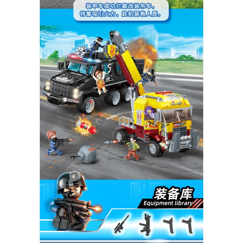 GUDI 10206 non  HOẠT ĐỘNG CỨU HỘ BÃO bộ đồ chơi xếp lắp ráp ghép mô hình Police LIVIN'CITY Cảnh Sát 903 khối