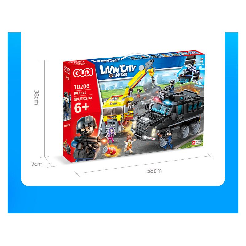 GUDI 10206 non  HOẠT ĐỘNG CỨU HỘ BÃO bộ đồ chơi xếp lắp ráp ghép mô hình Police LIVIN'CITY Cảnh Sát 903 khối