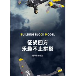 JIESTAR 61046 non  MÁY BAY CHIẾN ĐẤU P-38 tỷ lệ 1:14 bộ đồ chơi xếp lắp ráp ghép mô hình Military Army Quân Sự Bộ Đội 937 khối