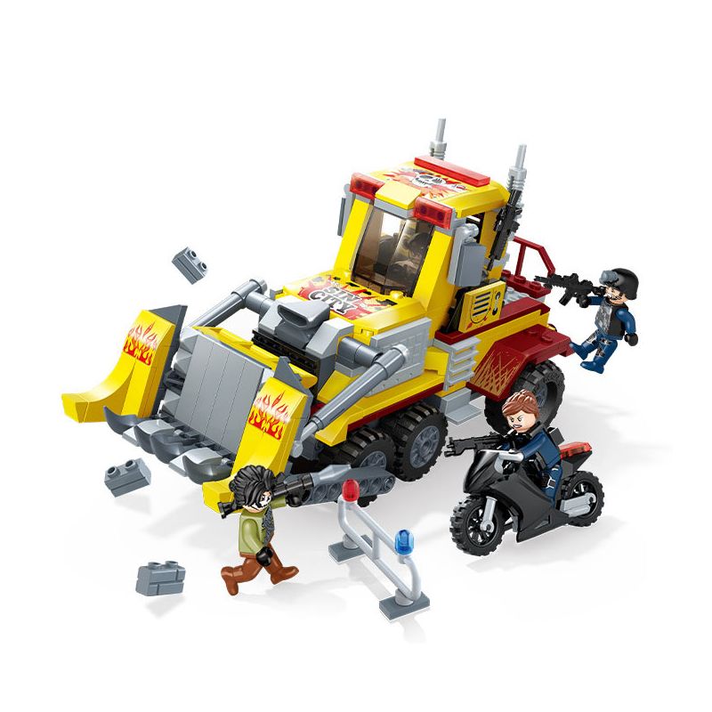 GUDI 10204 non Lego CHẶN XE ???I CÓ VŨ TRANG bộ đồ chơi xếp lắp ráp ghép mô hình Police LIVIN'CITY Cảnh Sát 358 khối