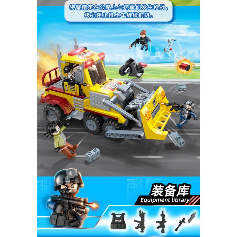 GUDI 10204 non  CHẶN XE ???I CÓ VŨ TRANG bộ đồ chơi xếp lắp ráp ghép mô hình Police LIVIN'CITY Cảnh Sát 358 khối