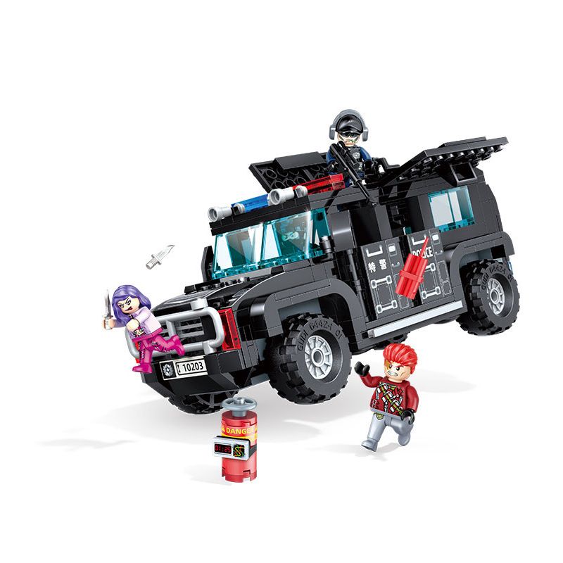 GUDI 10203 non Lego CUỘC TẤN CÔNG HUMVEE bộ đồ chơi xếp lắp ráp ghép mô hình Police LIVIN'CITY Cảnh Sát 356 khối