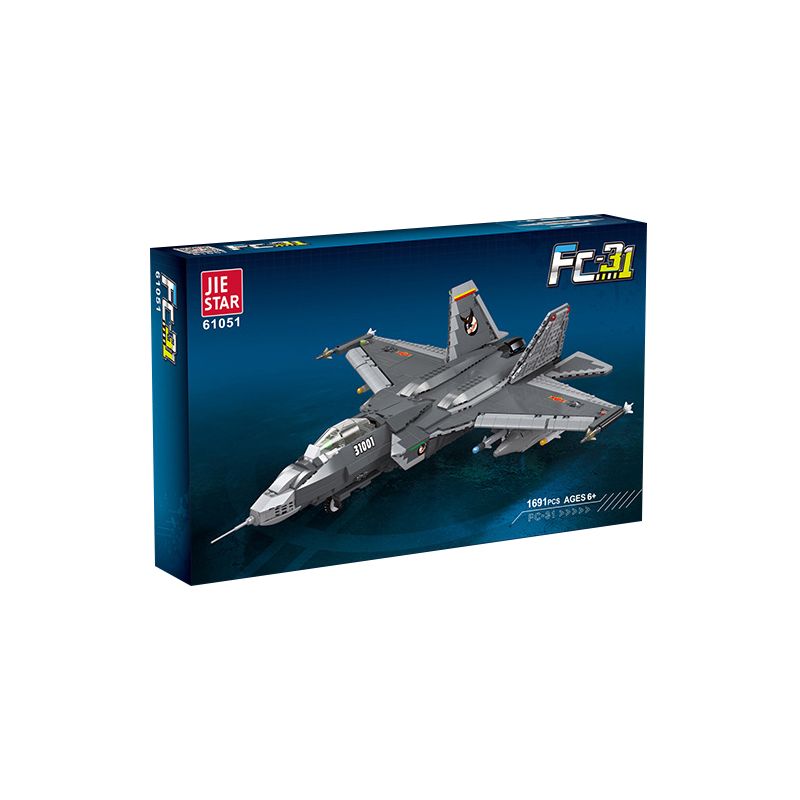 JIESTAR 61051 non  TIÊM KÍCH TÀNG HÌNH J-31 tỷ lệ 1:14 bộ đồ chơi xếp lắp ráp ghép mô hình Military Army FC-31 Quân Sự Bộ Đội 1691 khối