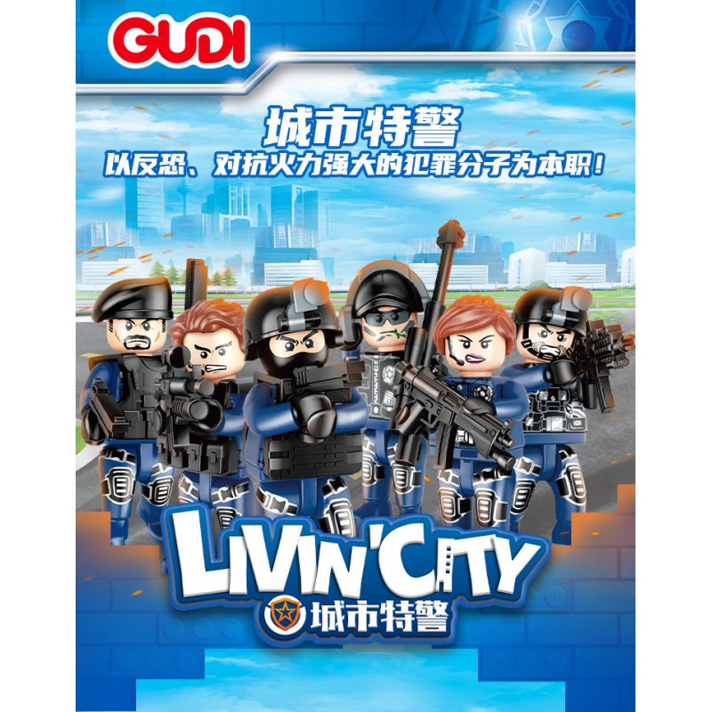 GUDI 10202 non  CUỘC KHỦNG HOẢNG TÙ NHÂN bộ đồ chơi xếp lắp ráp ghép mô hình Police LIVIN'CITY Cảnh Sát 263 khối