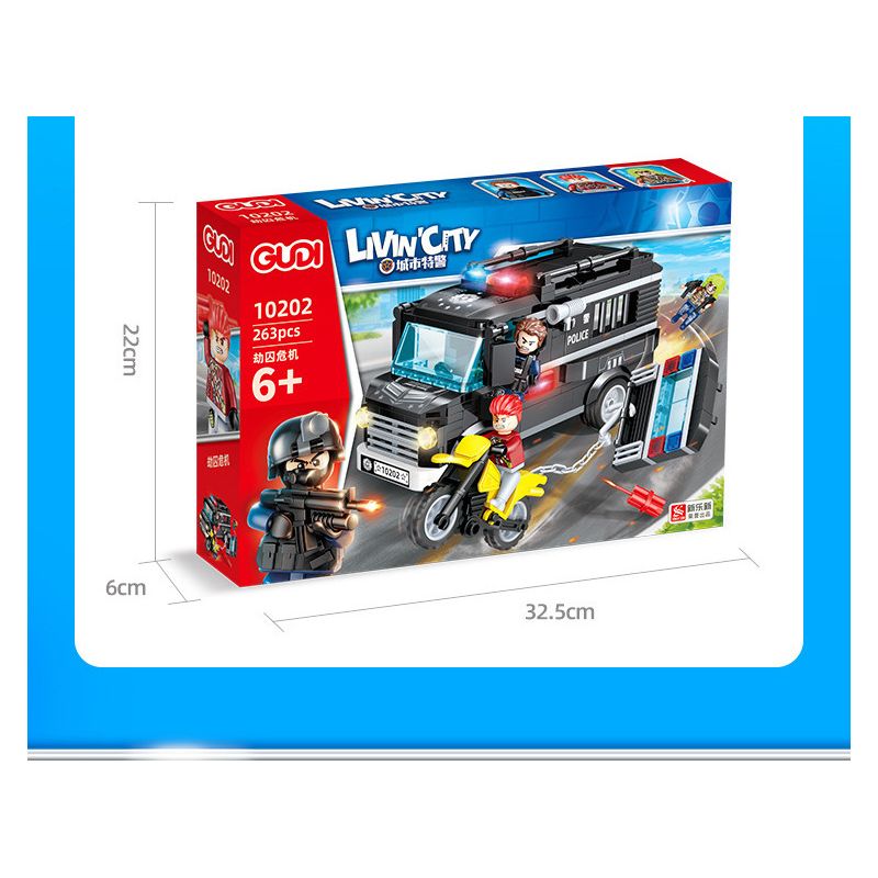 GUDI 10202 non  CUỘC KHỦNG HOẢNG TÙ NHÂN bộ đồ chơi xếp lắp ráp ghép mô hình Police LIVIN'CITY Cảnh Sát 263 khối
