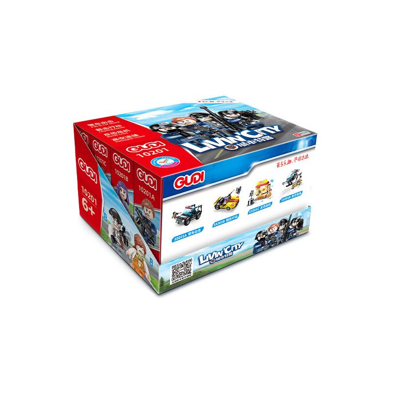 GUDI 10201 non Lego HỘP TRƯNG BÀY CẢNH SÁT ĐẶC NHIỆM THÀNH PHỐ 4 KIỂU bộ đồ chơi xếp lắp ráp ghép mô hình City LIVIN'CITY 464 khối