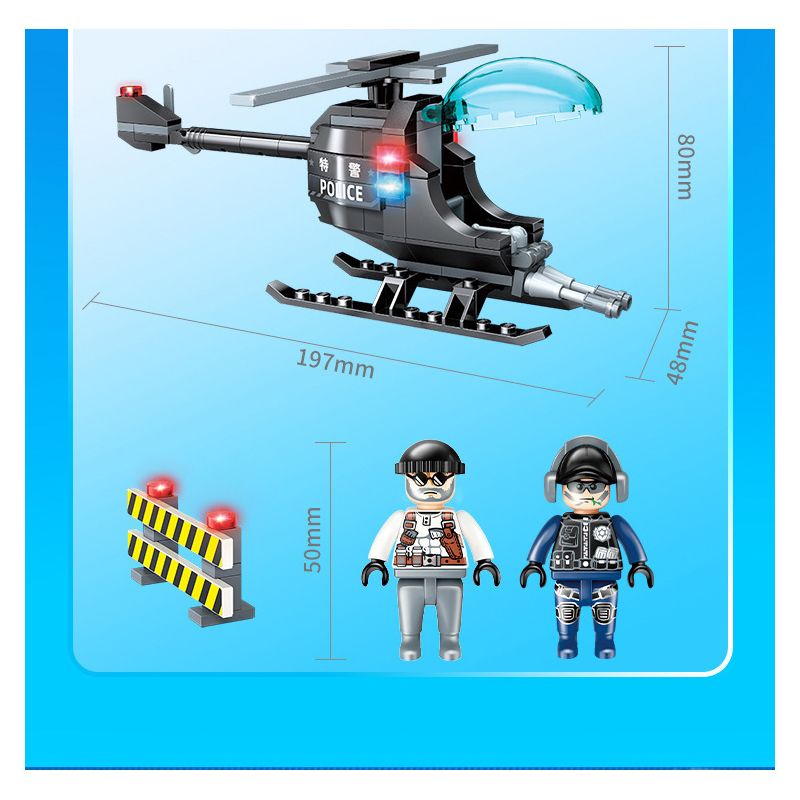 GUDI 10201 non  HỘP TRƯNG BÀY CẢNH SÁT ĐẶC NHIỆM THÀNH PHỐ 4 KIỂU bộ đồ chơi xếp lắp ráp ghép mô hình City LIVIN'CITY 464 khối