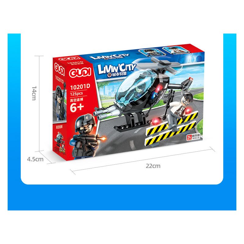 GUDI 10201 non  HỘP TRƯNG BÀY CẢNH SÁT ĐẶC NHIỆM THÀNH PHỐ 4 KIỂU bộ đồ chơi xếp lắp ráp ghép mô hình City LIVIN'CITY 464 khối