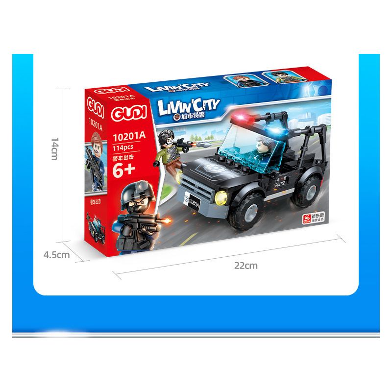 GUDI 10201 non  HỘP TRƯNG BÀY CẢNH SÁT ĐẶC NHIỆM THÀNH PHỐ 4 KIỂU bộ đồ chơi xếp lắp ráp ghép mô hình City LIVIN'CITY 464 khối