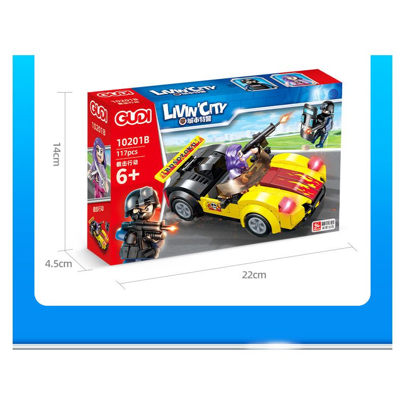 GUDI 10201 non  HỘP TRƯNG BÀY CẢNH SÁT ĐẶC NHIỆM THÀNH PHỐ 4 KIỂU bộ đồ chơi xếp lắp ráp ghép mô hình City LIVIN'CITY 464 khối