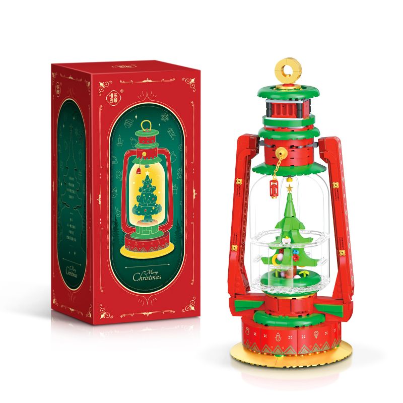 WEIGHT 6003 non  ĐÈN CẮM TRẠI GIÁNG SINH bộ đồ chơi xếp lắp ráp ghép mô hình Christmas 806 khối