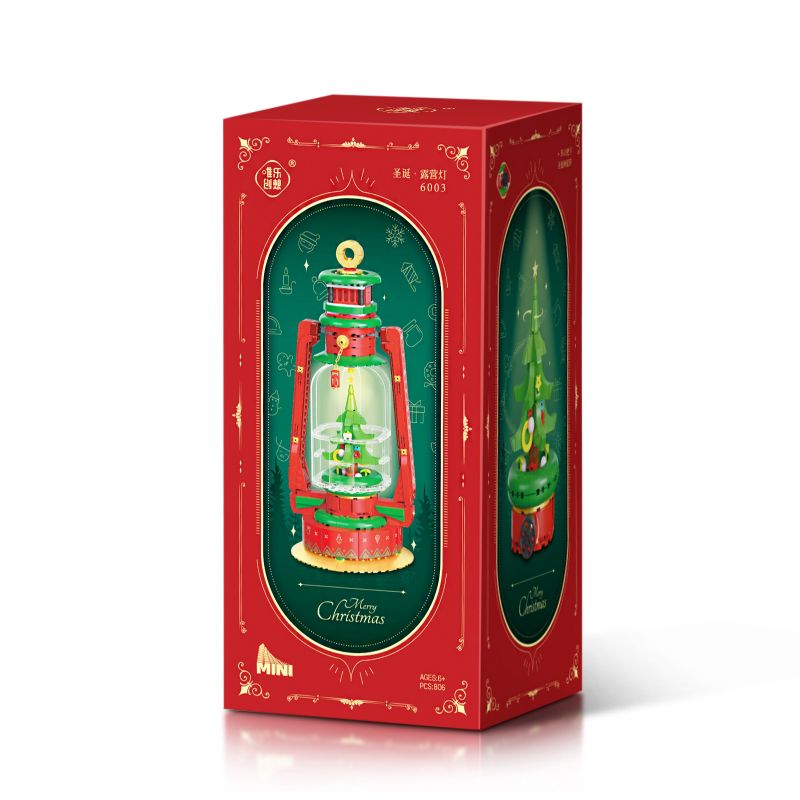 WEIGHT 6003 non  ĐÈN CẮM TRẠI GIÁNG SINH bộ đồ chơi xếp lắp ráp ghép mô hình Christmas 806 khối