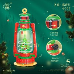 WEIGHT 6003 non  ĐÈN CẮM TRẠI GIÁNG SINH bộ đồ chơi xếp lắp ráp ghép mô hình Christmas 806 khối