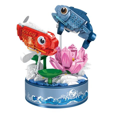 PanlosBrick 656022 Panlos Brick 656022 non  CHĂM SÓC CƠ THỂ KOI bộ đồ chơi xếp lắp ráp ghép mô hình Creator CREATIVE MUSIC BOX CARP BODYGUARD Sáng Tạo 620 khối