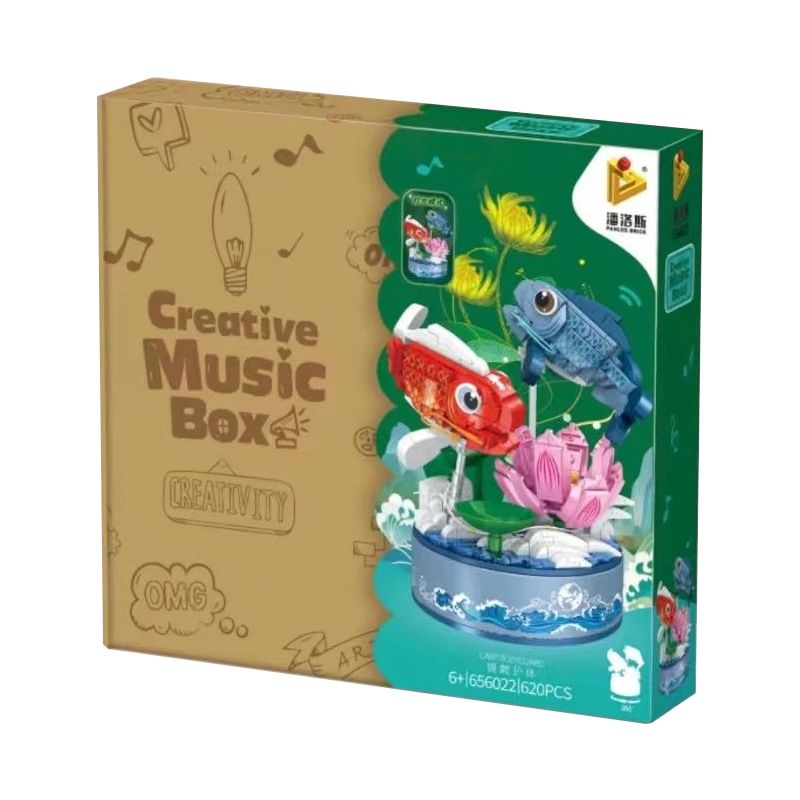 PanlosBrick 656022 Panlos Brick 656022 non  CHĂM SÓC CƠ THỂ KOI bộ đồ chơi xếp lắp ráp ghép mô hình Creator CREATIVE MUSIC BOX CARP BODYGUARD Sáng Tạo 620 khối