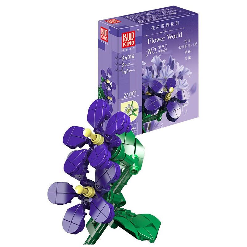 MouldKing 24014 Mould King 24014 non Lego HOA VIOLET bộ đồ chơi xếp lắp ráp ghép mô hình Flowers FLOWER WORLD VIOLET 145 khối