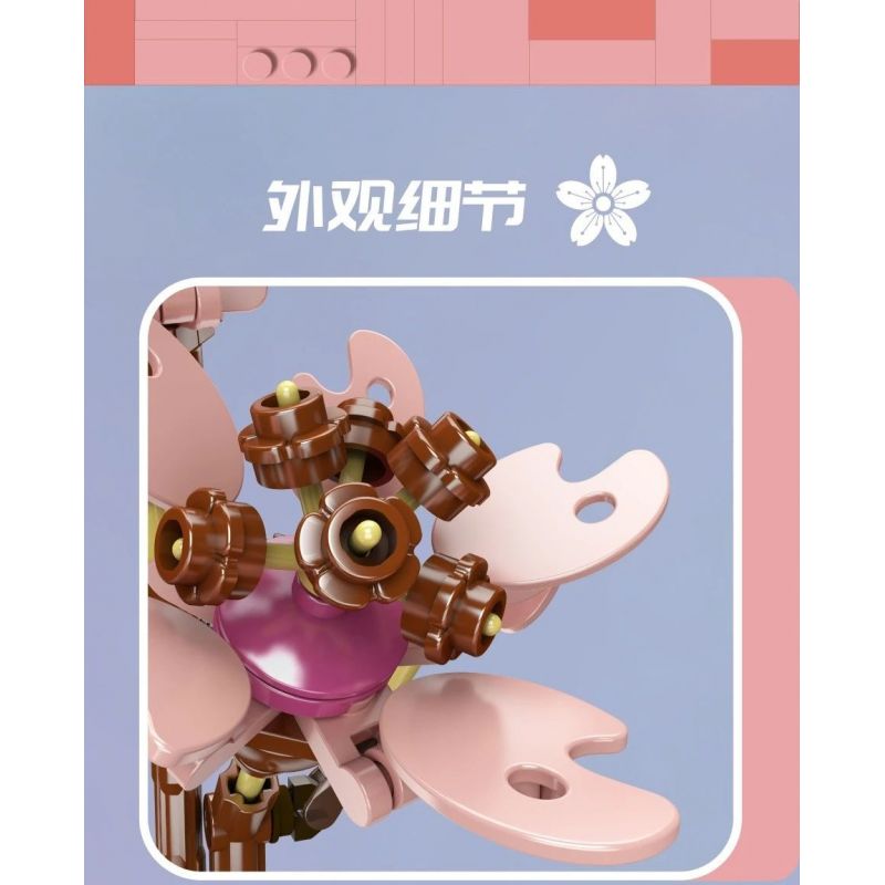 MouldKing 24011 Mould King 24011 non  HOA ANH ĐÀO bộ đồ chơi xếp lắp ráp ghép mô hình Flowers FLOWER WORLD CHERRY BLOSSOMS 108 khối