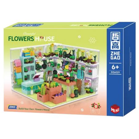 ZHEGAO DZ6029 6029 non  CỬA HÀNG HOA bộ đồ chơi xếp lắp ráp ghép mô hình Girl FLOWERS HOUSE Con Gái 591 khối