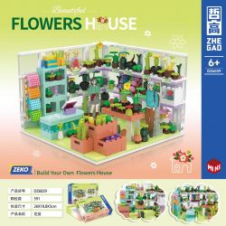 ZHEGAO DZ6029 6029 non  CỬA HÀNG HOA bộ đồ chơi xếp lắp ráp ghép mô hình Girl FLOWERS HOUSE Con Gái 591 khối