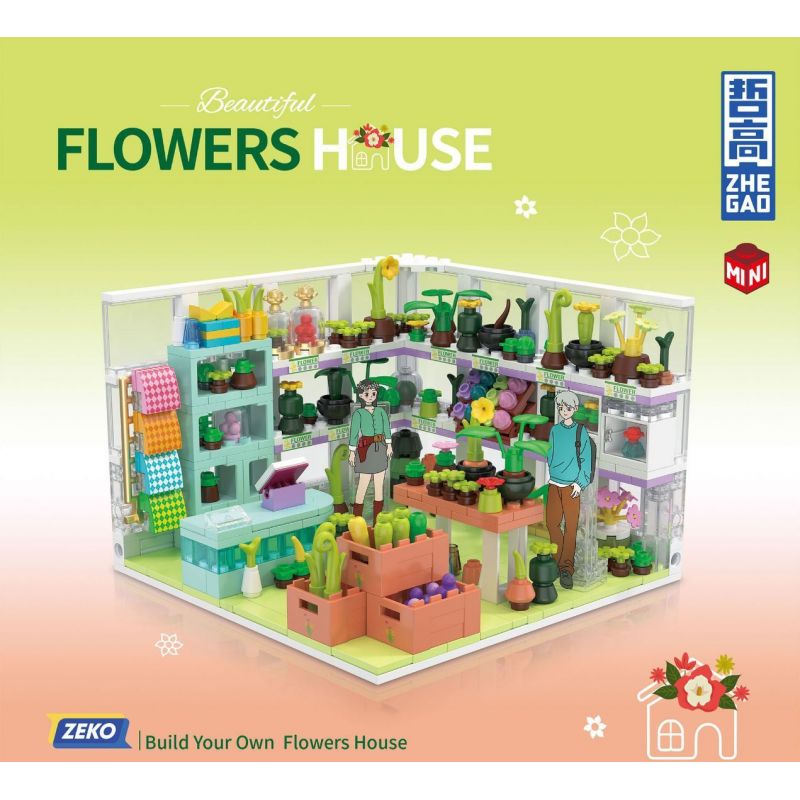 ZHEGAO DZ6029 6029 non  CỬA HÀNG HOA bộ đồ chơi xếp lắp ráp ghép mô hình Girl FLOWERS HOUSE Con Gái 591 khối
