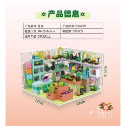ZHEGAO DZ6029 6029 non  CỬA HÀNG HOA bộ đồ chơi xếp lắp ráp ghép mô hình Girl FLOWERS HOUSE Con Gái 591 khối