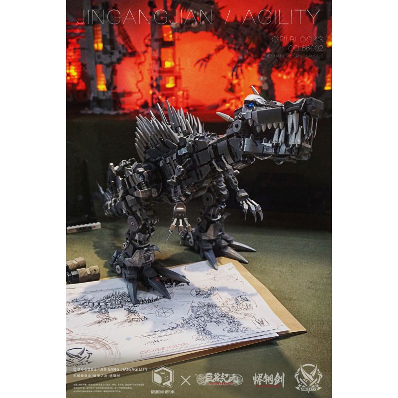 INSPIRE QD66002 66002 non  CINDERSTEEL SWORD CƠ KHÍ SPINOSAURUS bộ đồ chơi xếp lắp ráp ghép mô hình AGILITY