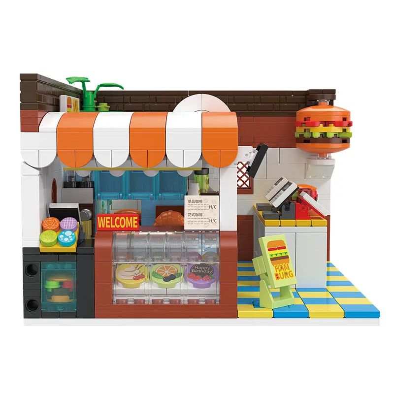 ZHEGAO DZ6028 6028 non Lego CỬA HÀNG BÁNH MÌ KẸP THỊT bộ đồ chơi xếp lắp ráp ghép mô hình Girl BURGER JOINT Con Gái 652 khối