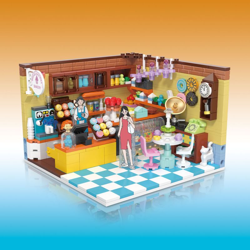 ZHEGAO DZ6026 6026 non  CỬA HÀNG MÓN TRÁNG MIỆNG bộ đồ chơi xếp lắp ráp ghép mô hình Girl DESSERT SHOP Con Gái 638 khối