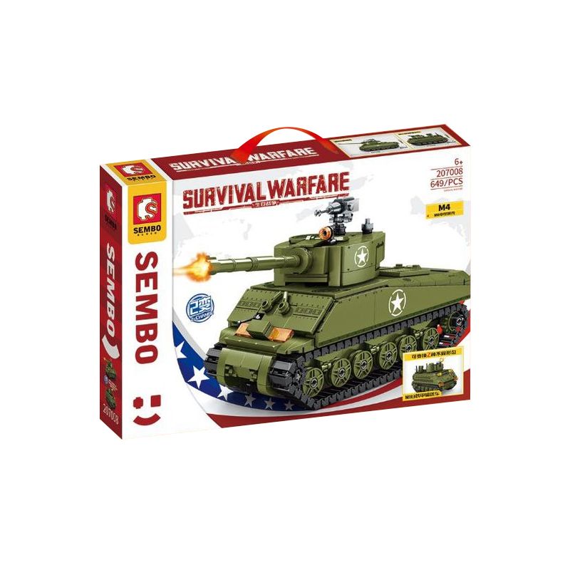 SEMBO 207008 non Lego XE TĂNG HẠNG TRUNG M4 bộ đồ chơi xếp lắp ráp ghép mô hình Military Army Quân Sự Bộ Đội 649 khối