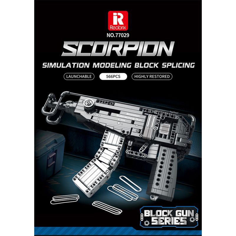 REOBRIX 77029 non  SÚNG TIỂU LIÊN BỌ CẠP bộ đồ chơi xếp lắp ráp ghép mô hình  SCORPION SUBMACHINE GUN Kỹ Thuật Công Nghệ Cao Mô Hình Phương Tiện 566 khối
