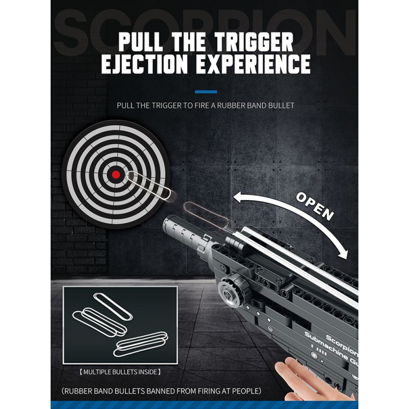 REOBRIX 77029 non  SÚNG TIỂU LIÊN BỌ CẠP bộ đồ chơi xếp lắp ráp ghép mô hình  SCORPION SUBMACHINE GUN Kỹ Thuật Công Nghệ Cao Mô Hình Phương Tiện 566 khối