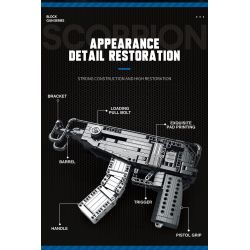 REOBRIX 77029 non  SÚNG TIỂU LIÊN BỌ CẠP bộ đồ chơi xếp lắp ráp ghép mô hình  SCORPION SUBMACHINE GUN Kỹ Thuật Công Nghệ Cao Mô Hình Phương Tiện 566 khối