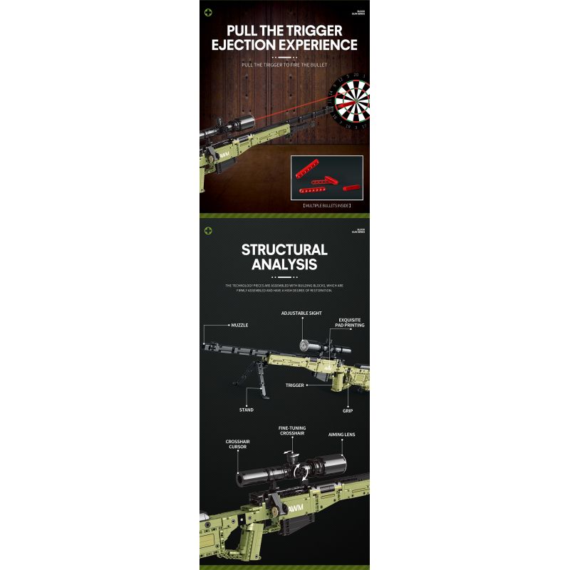 REOBRIX 77026 non  SÚNG TRƯỜNG BẮN TỈA AWM SUPER MAGNUM bộ đồ chơi xếp lắp ráp ghép mô hình  SUPER MAGNUM AWM Kỹ Thuật Công Nghệ Cao Mô Hình Phương Tiện 1336 khối