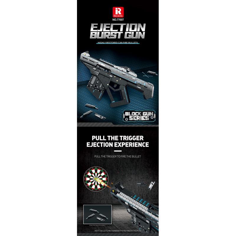 REOBRIX 77007 non  SÚNG NỔ PHÓNG bộ đồ chơi xếp lắp ráp ghép mô hình  EJECTION BURST GUN SUBMACHINE Kỹ Thuật Công Nghệ Cao Mô Hình Phương Tiện 1508 khối