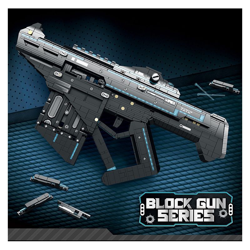 REOBRIX 77007 non  SÚNG NỔ PHÓNG bộ đồ chơi xếp lắp ráp ghép mô hình  EJECTION BURST GUN SUBMACHINE Kỹ Thuật Công Nghệ Cao Mô Hình Phương Tiện 1508 khối