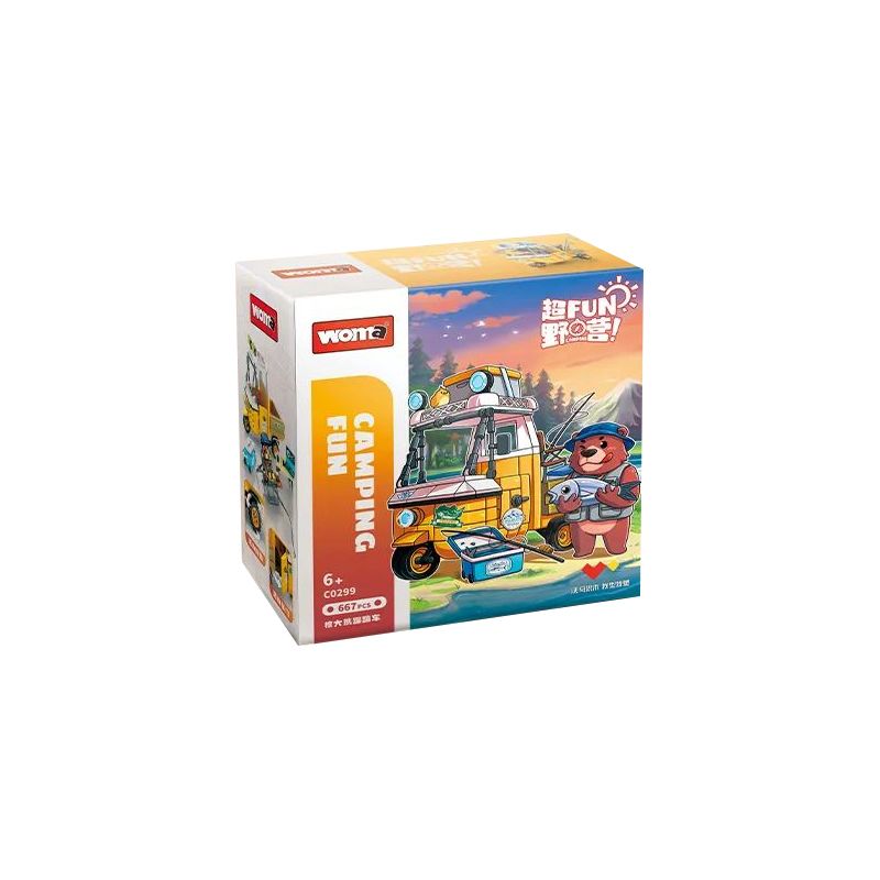 WOMA C0299 0299 non Lego XE NẢY GẤU NÂU bộ đồ chơi xếp lắp ráp ghép mô hình 667 khối