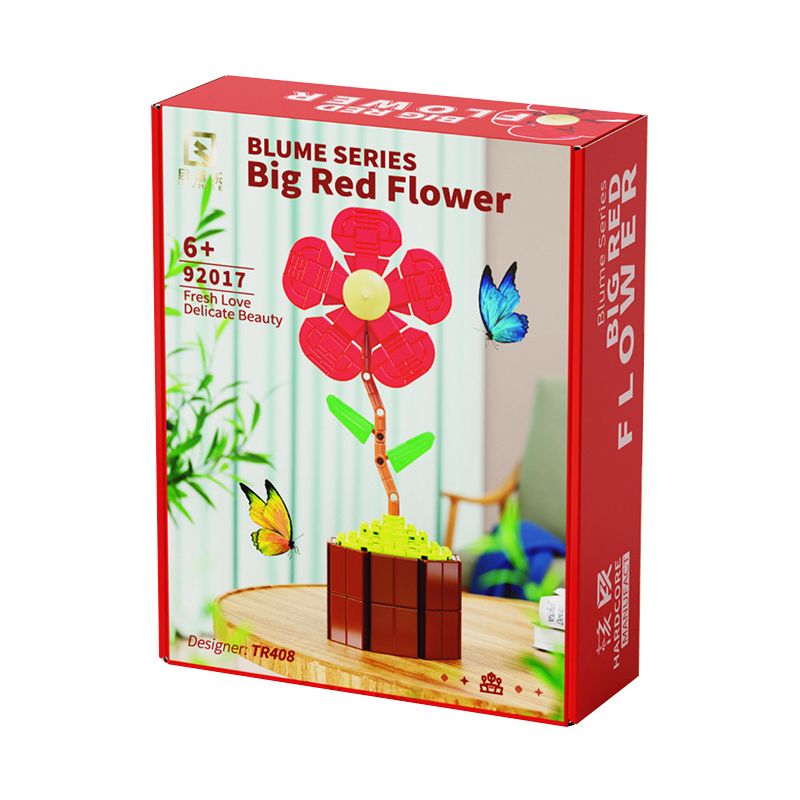 QIZHILE 92017 non  HOA LỚN MÀU ĐỎ bộ đồ chơi xếp lắp ráp ghép mô hình Flowers BIG RED FLOWER
