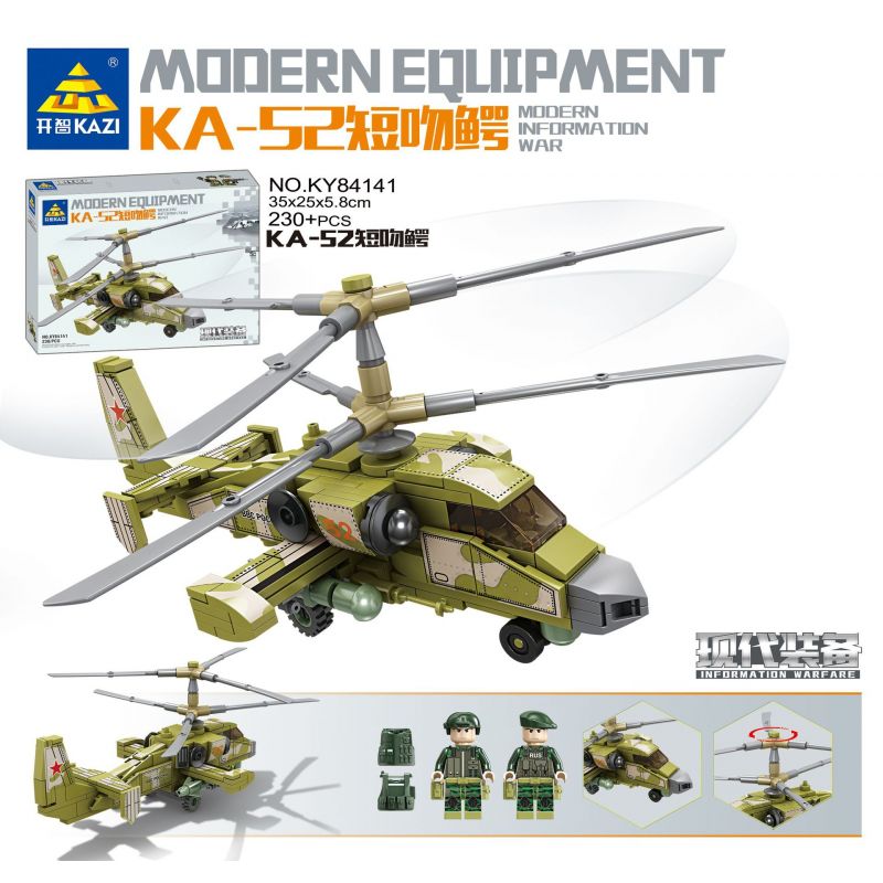 Kazi KY84141 84141 non  TRỰC THĂNG CÁ SẤU KA-52 bộ đồ chơi xếp lắp ráp ghép mô hình Military Army Quân Sự Bộ Đội 230 khối