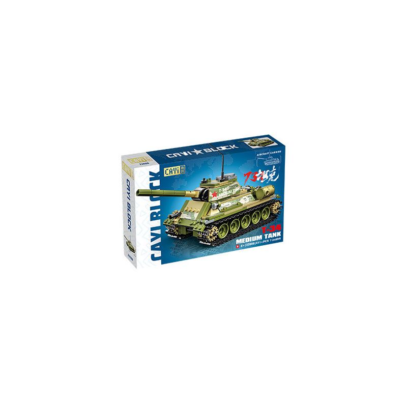 CAYI 22008 non Lego XE TĂNG T-34 TRONG THẾ CHIẾN II bộ đồ chơi xếp lắp ráp ghép mô hình Military Army T-34 MEDIUM TANK Quân Sự Bộ Đội 411 khối