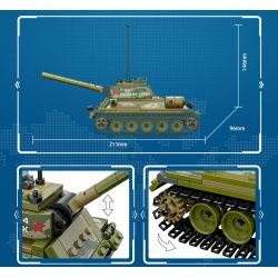 CAYI 22008 non  XE TĂNG T-34 TRONG THẾ CHIẾN II bộ đồ chơi xếp lắp ráp ghép mô hình Military Army T-34 MEDIUM TANK Quân Sự Bộ Đội 411 khối