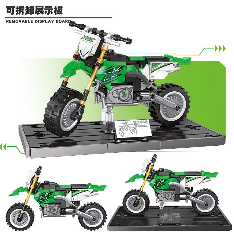 JIESTAR 92301 non  XE MÔ TÔ KAWASAKI KX450 bộ đồ chơi xếp lắp ráp ghép mô hình 229 khối