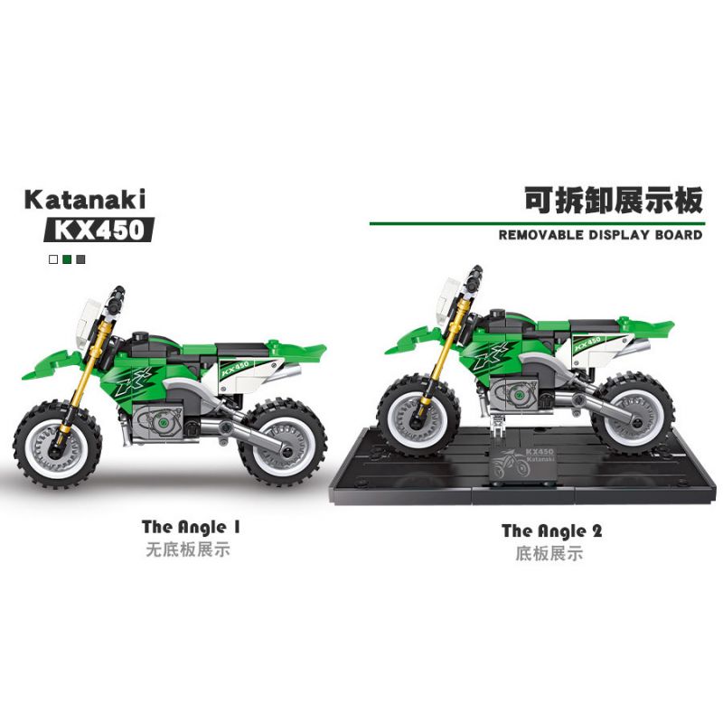 JIESTAR 92301 non  XE MÔ TÔ KAWASAKI KX450 bộ đồ chơi xếp lắp ráp ghép mô hình 229 khối
